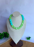 green & turquoise acrylic gold necklace