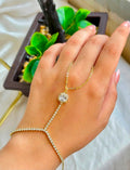 white strass crystal gold tennis hand chain bracelet