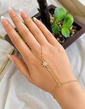 white strass space star gold hand chain bracelet