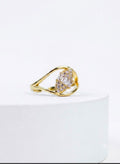 white strass crystal gold plated ring